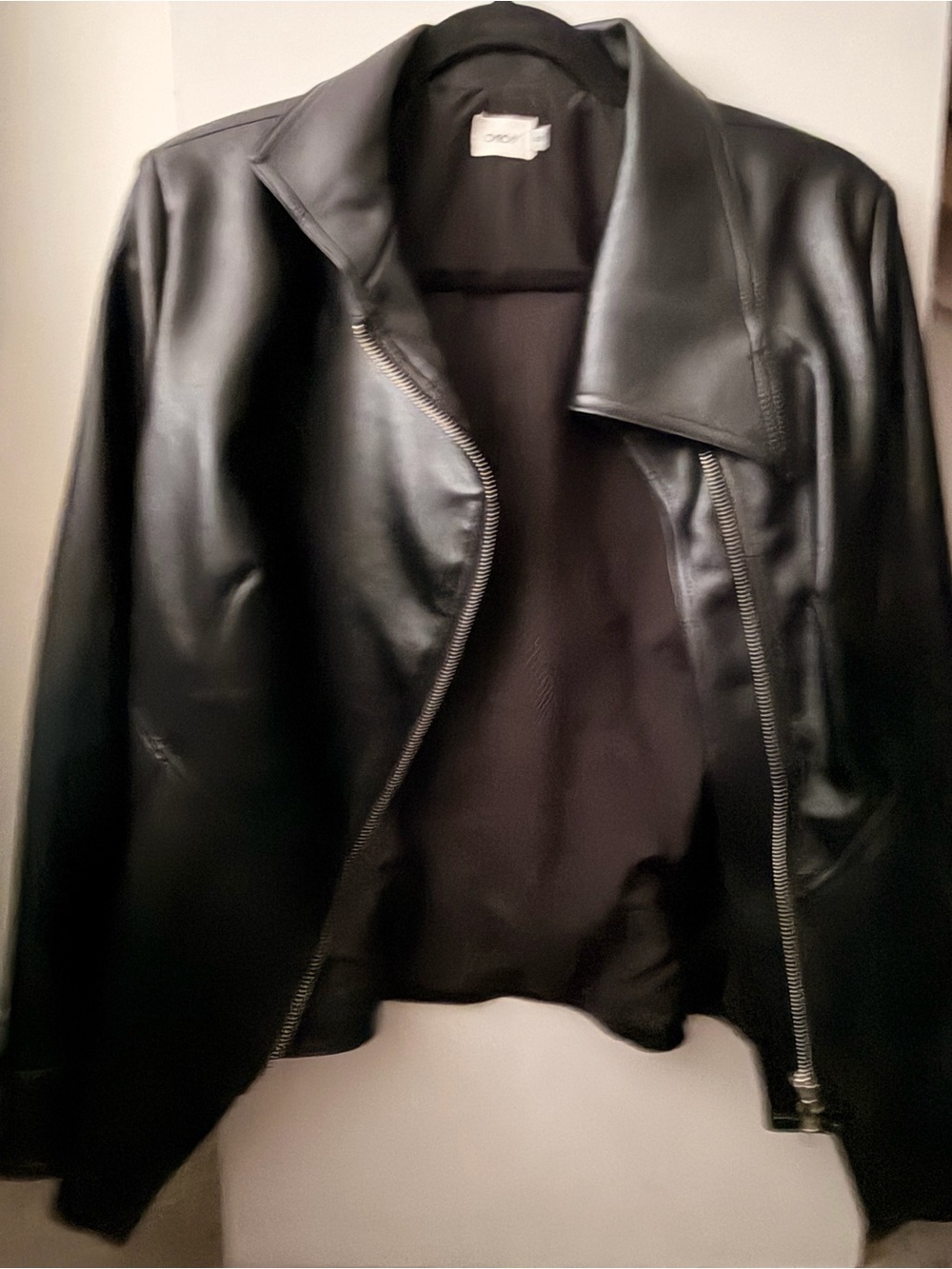 Women’s Black Leather Zip-Front Jacket